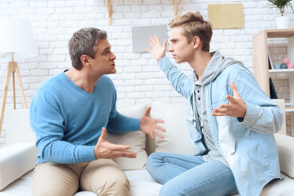 A father arguing with his teenage son.
