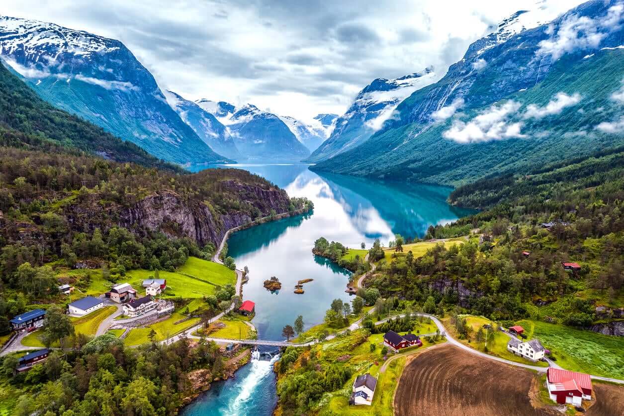 A lake among the mountains of Norway.