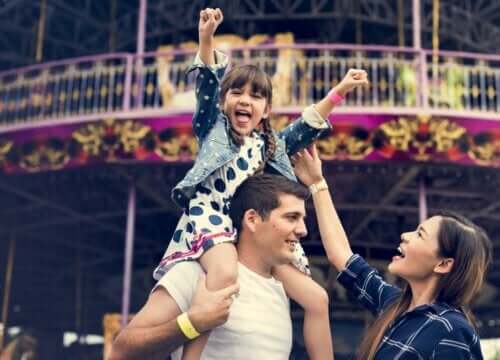 A family having fun at the fair.