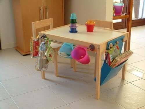 A homeschooling table.