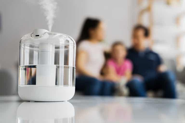 A family using a room humidifier.