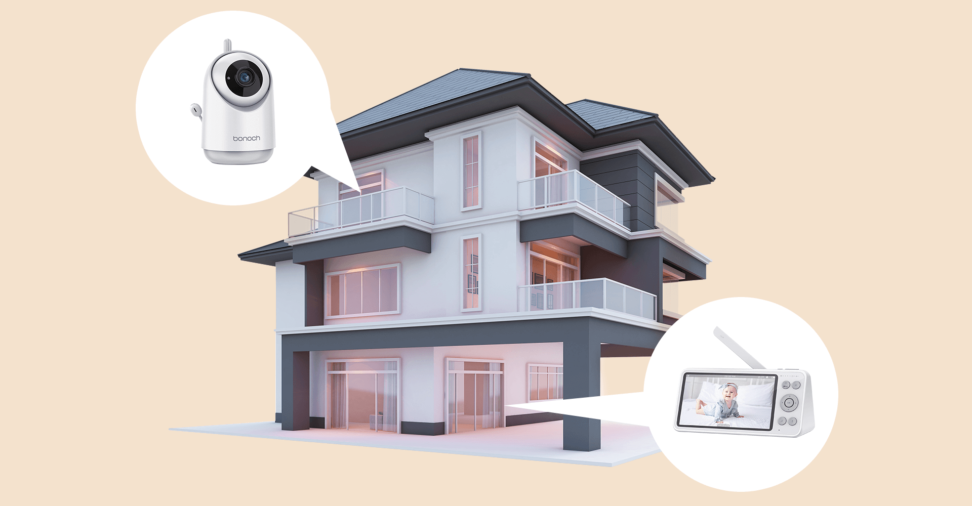 Bonoch baby monitors can be used in large homes.