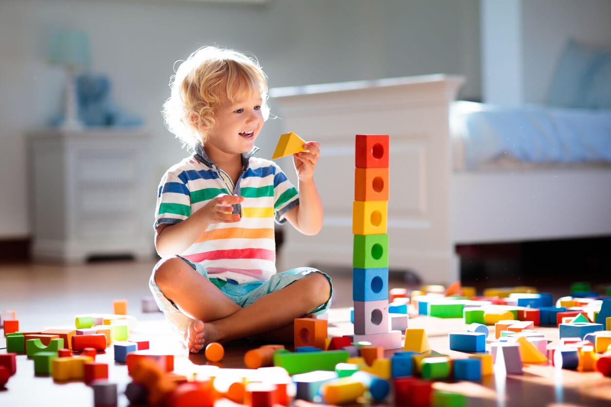 A child playing independently.