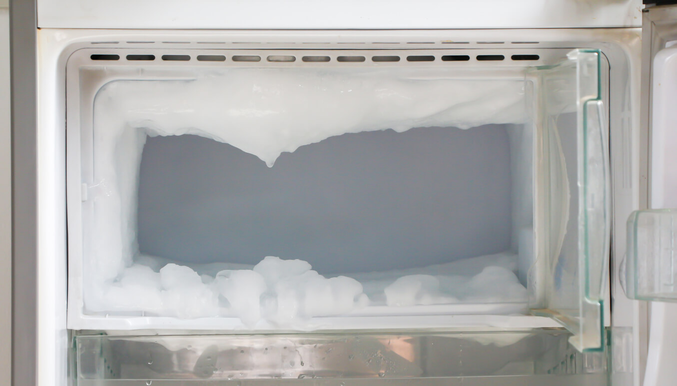 A freezer that needs to be defrosted.